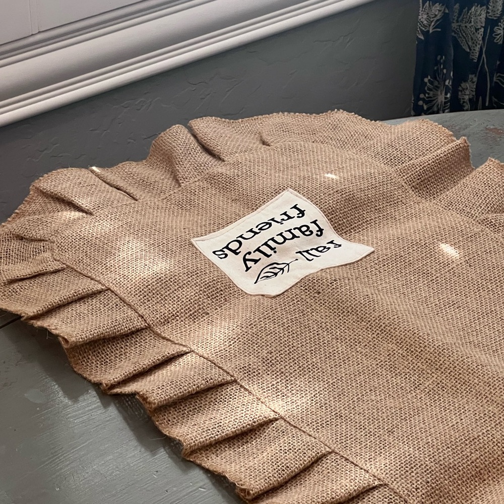 Burlap ruffled table runner